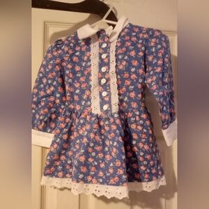 Girls Size 2t Floral Dress Vintage Prairie Style Floral USA Made Cottagecore